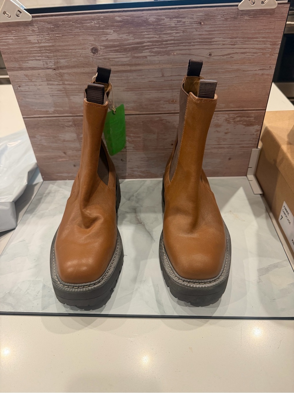 Sam Edelman Tan Leather Chelsea Lug Booties
